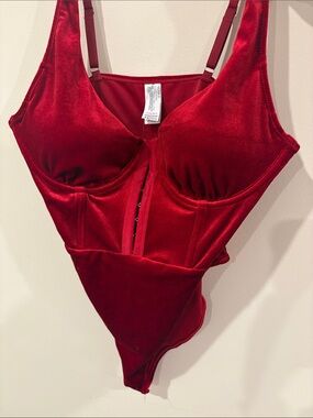 Red Velvet Underwire Bodysuit by